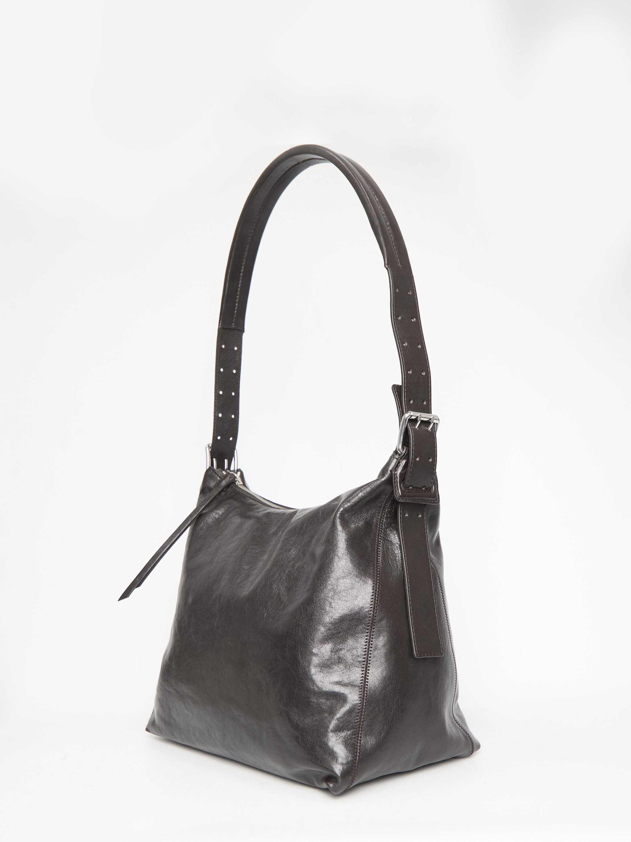 small brown belted hobo bag