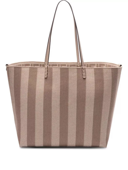 Fendi Pequin Striped And Ff Fabric Roll Large Reversible Shopper