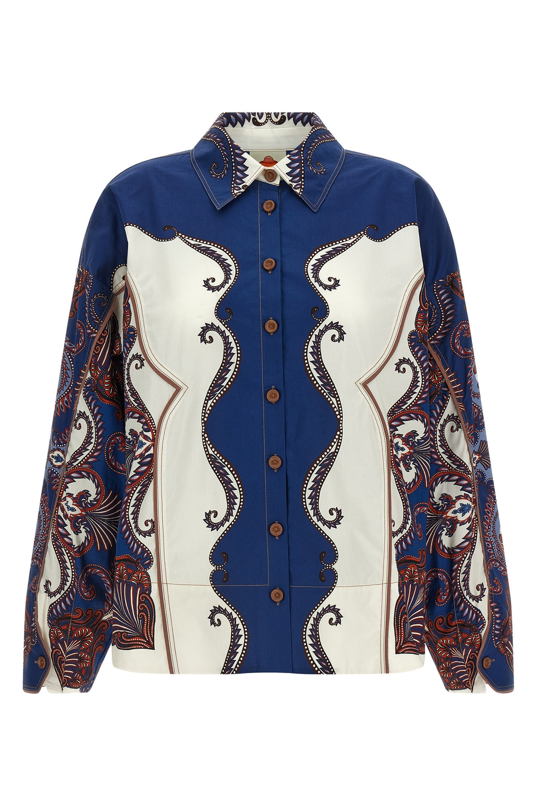 FARM RIO S arabesque scarf sand all-over print cotton shirt