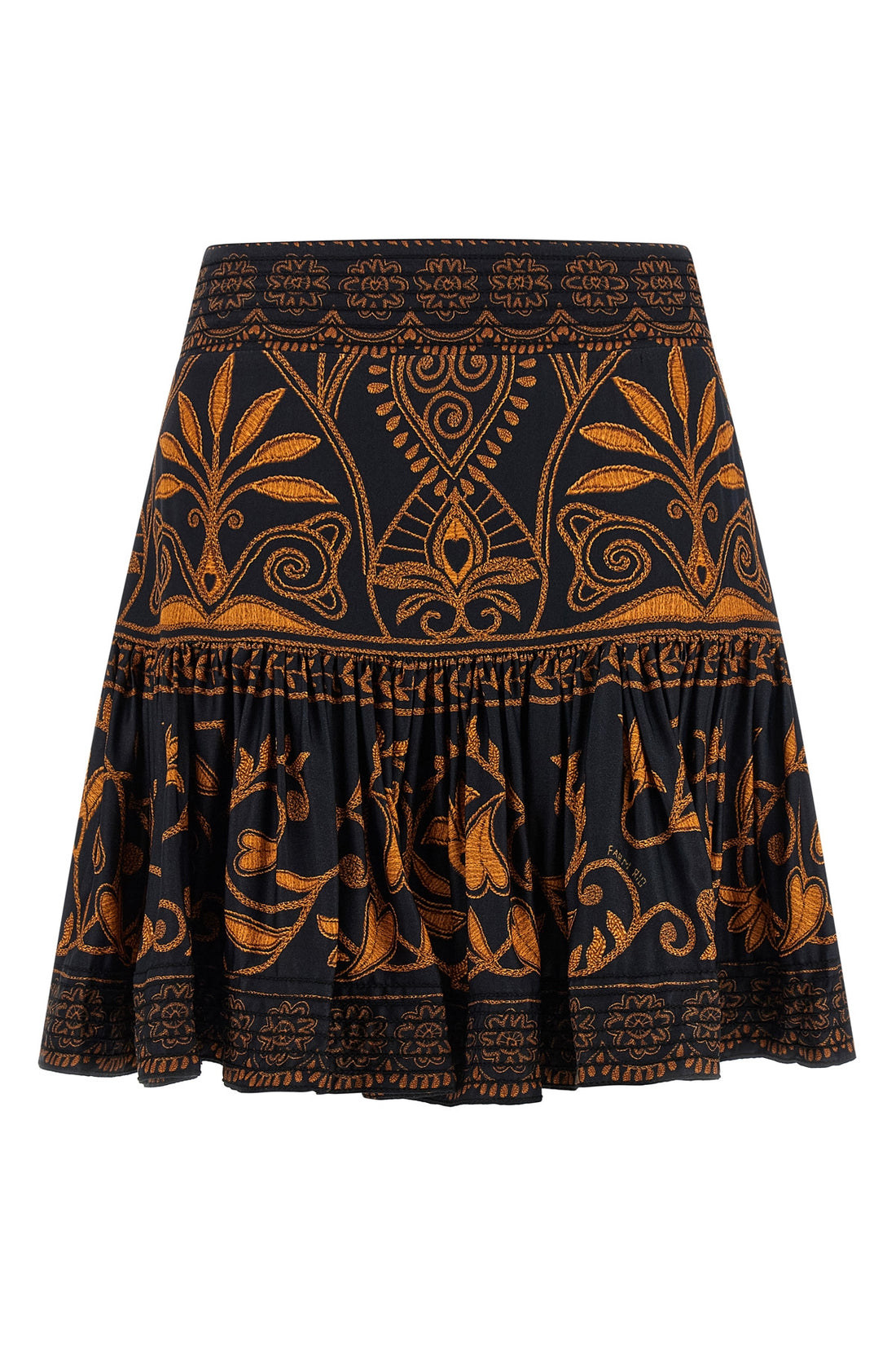 FARM RIO XS mini cornely anika black skirt in silk-effect fabric