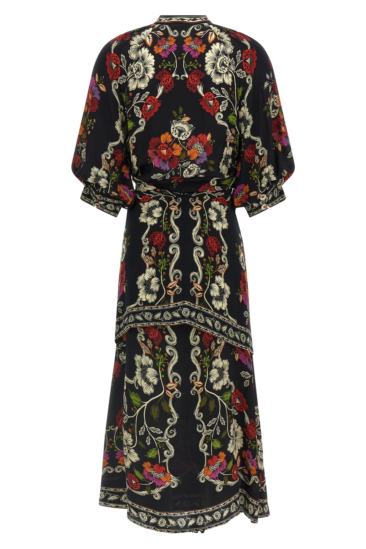 all-over rococò flowers print viscose dress