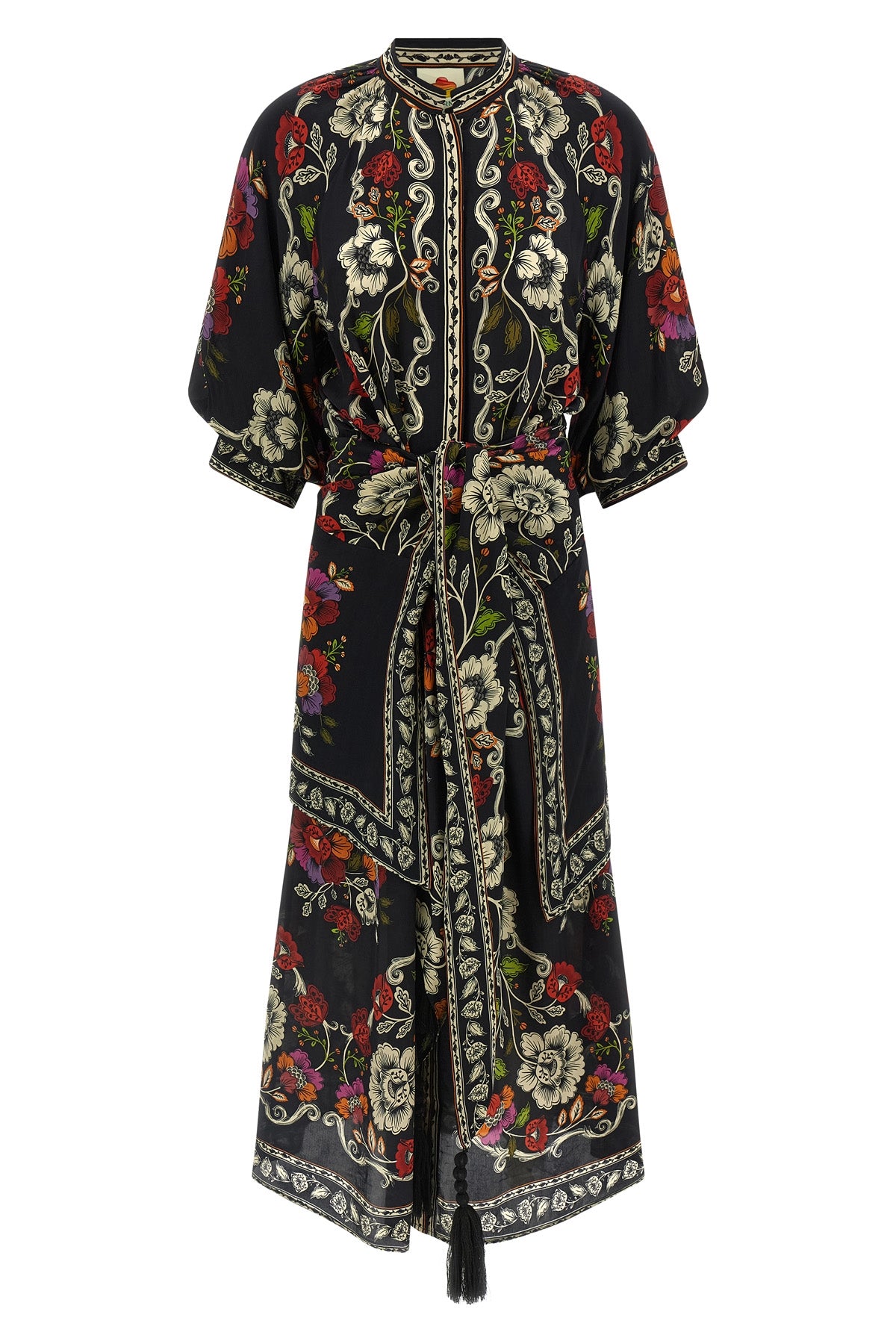 all-over rococò flowers print viscose dress