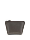 leather pouch with shiny zipper pull