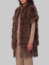 faux fur cape with fringe