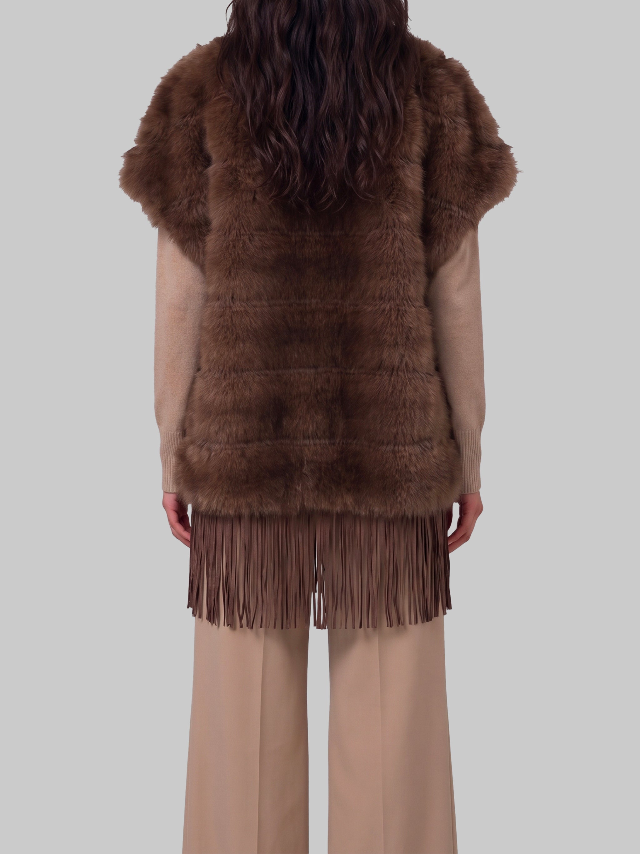 faux fur cape with fringe