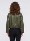 military faux leather cropped bomber