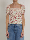 charmeuse top with rose print