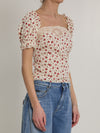charmeuse top with rose print