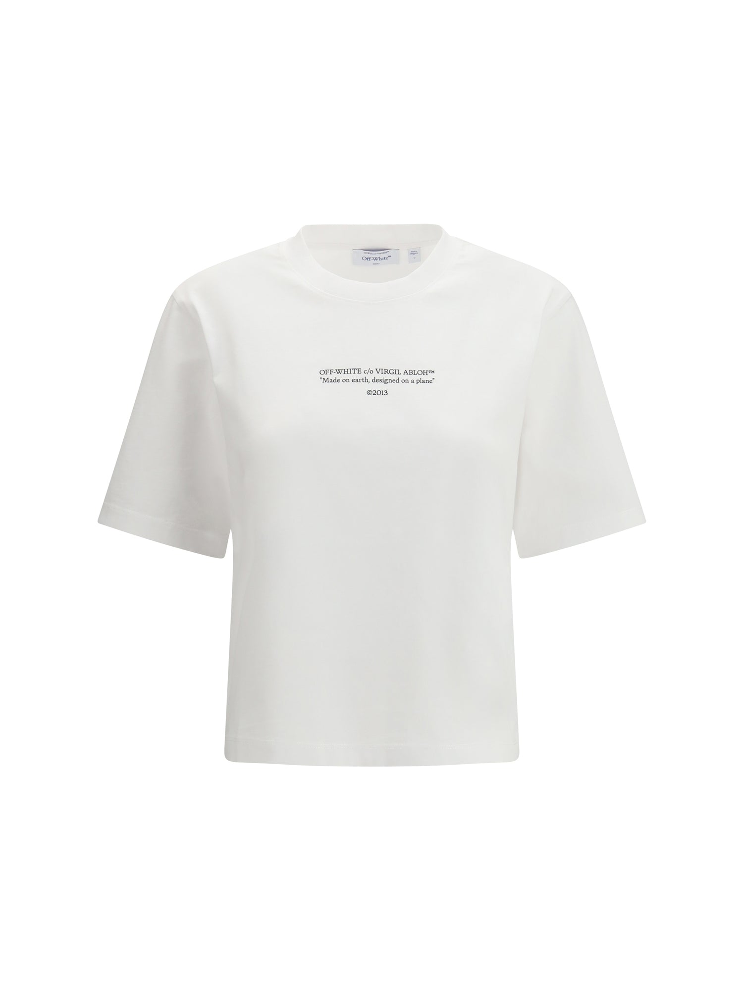 OFF-WHITE L made on earth, designed on a plane t-shirt