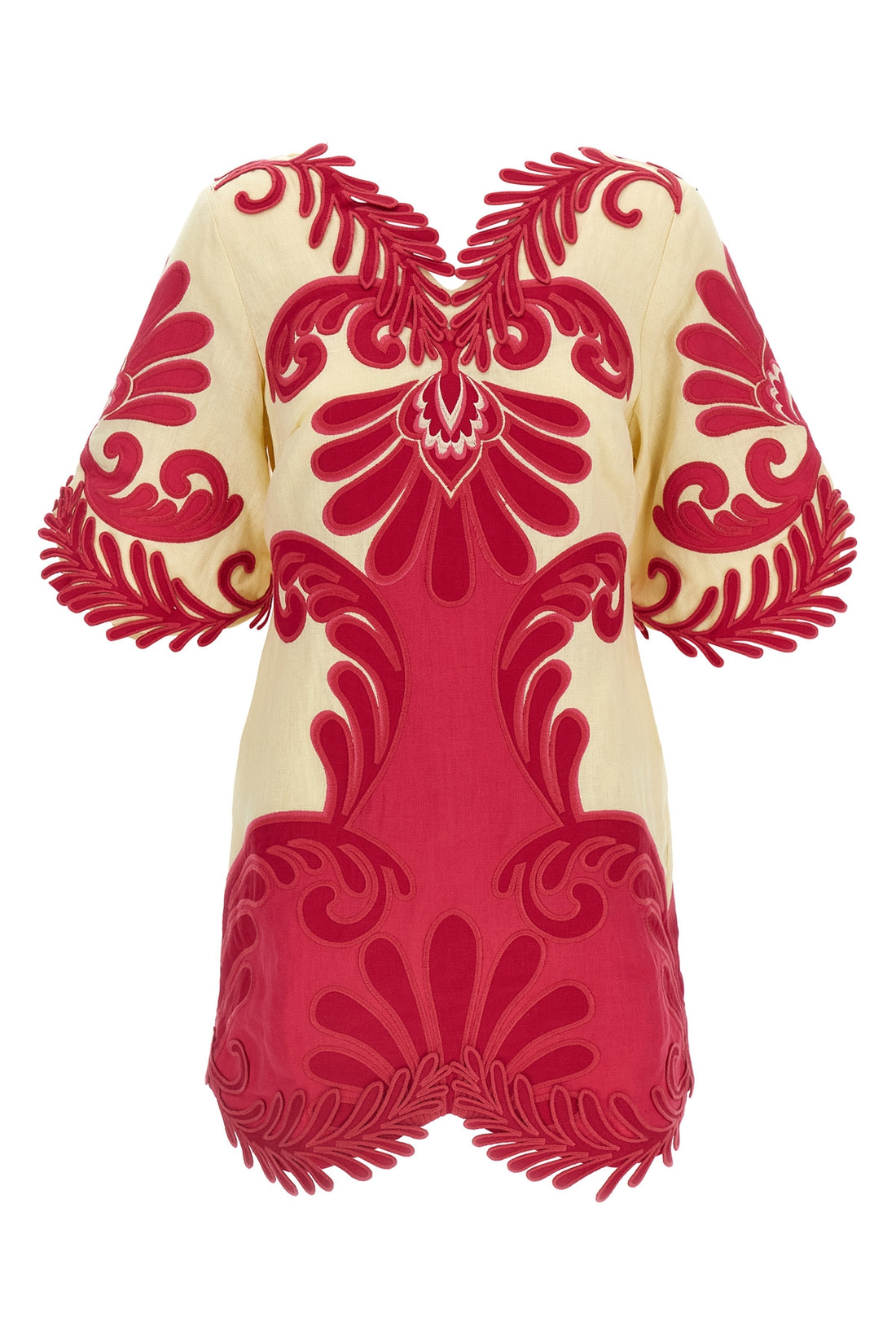 FARM RIO XS spring arabesc linen mini dress