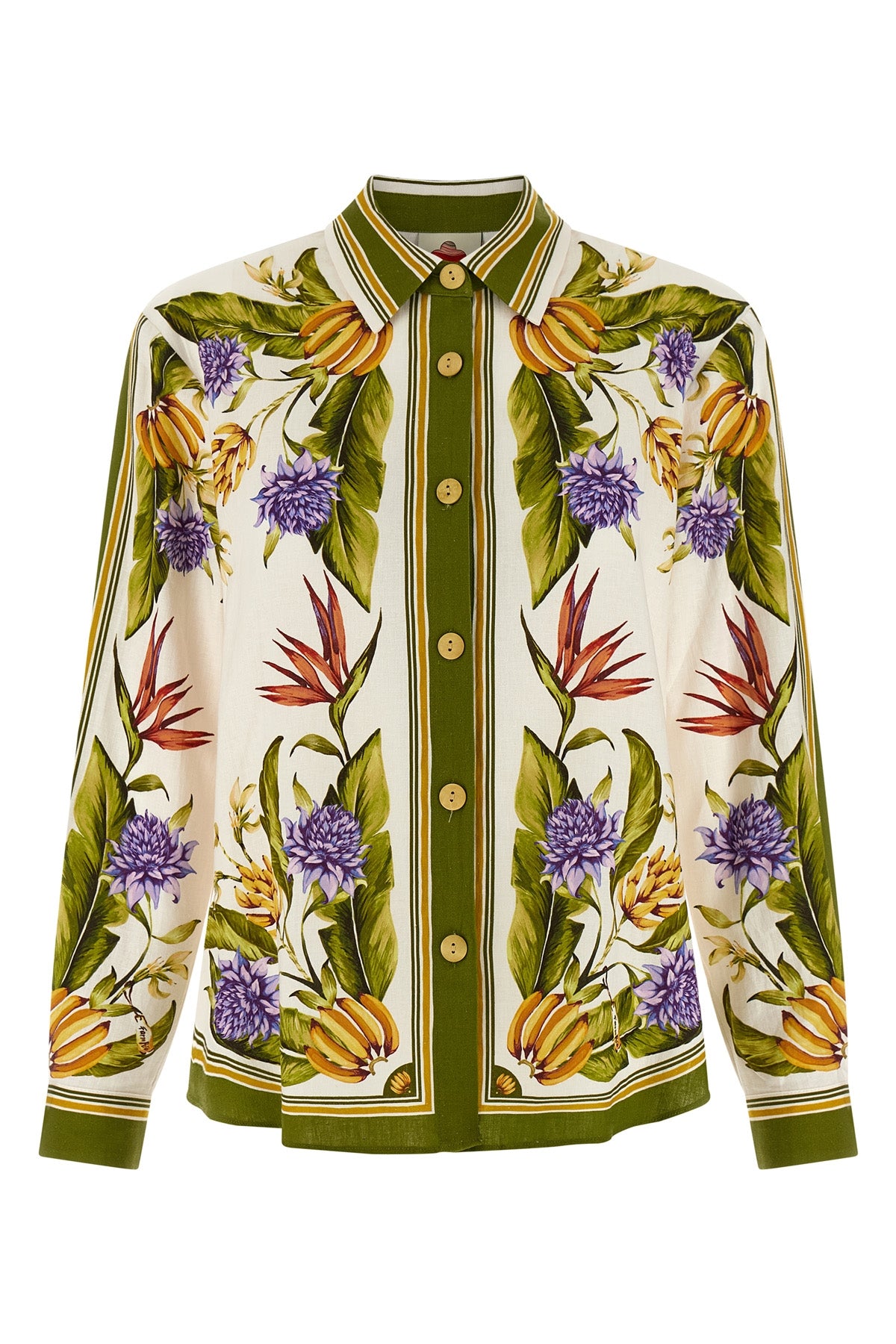 sand tropical scarf print lenzing ecovero(tm)(tm) and euroflax(tm) blend shirt