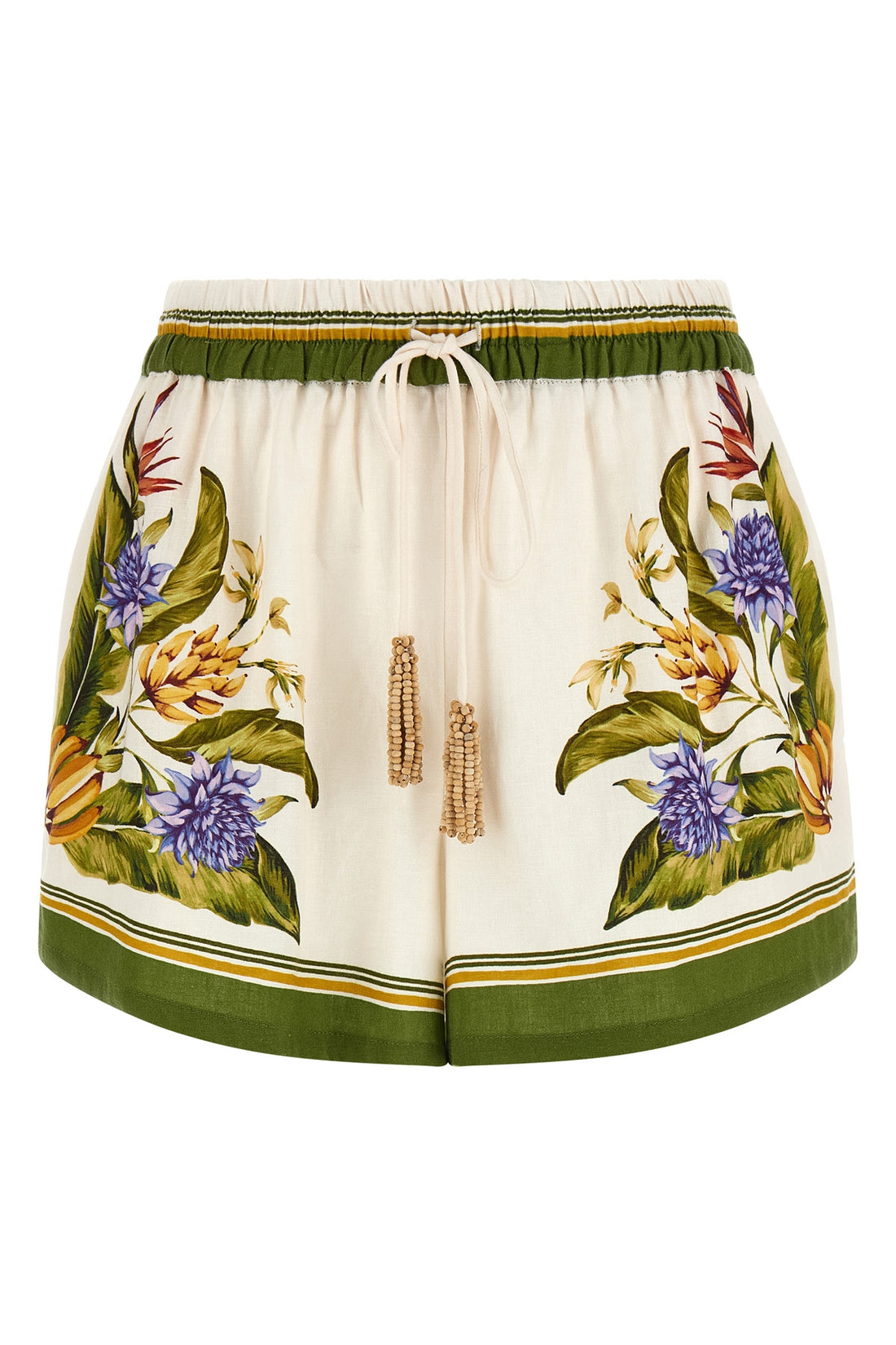 FARM RIO M sand tropical scarf print lenzing ecovero(tm)(tm) and euroflax(tm) blend short