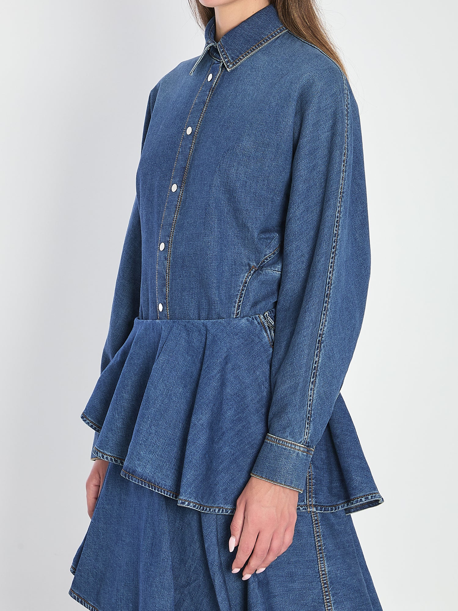 ALAIA 36 rounded shirt in denim 