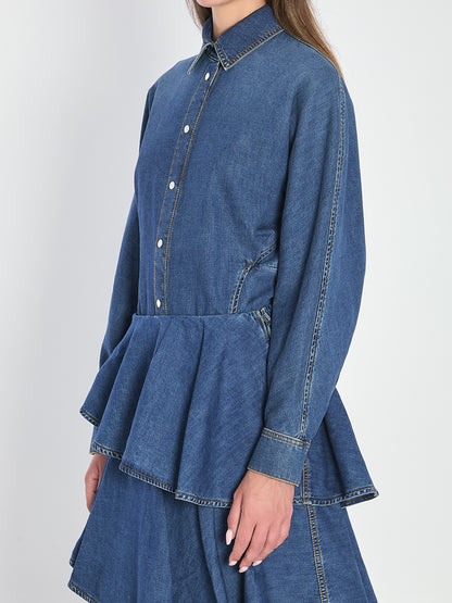 ALAIA 36 rounded shirt in denim 