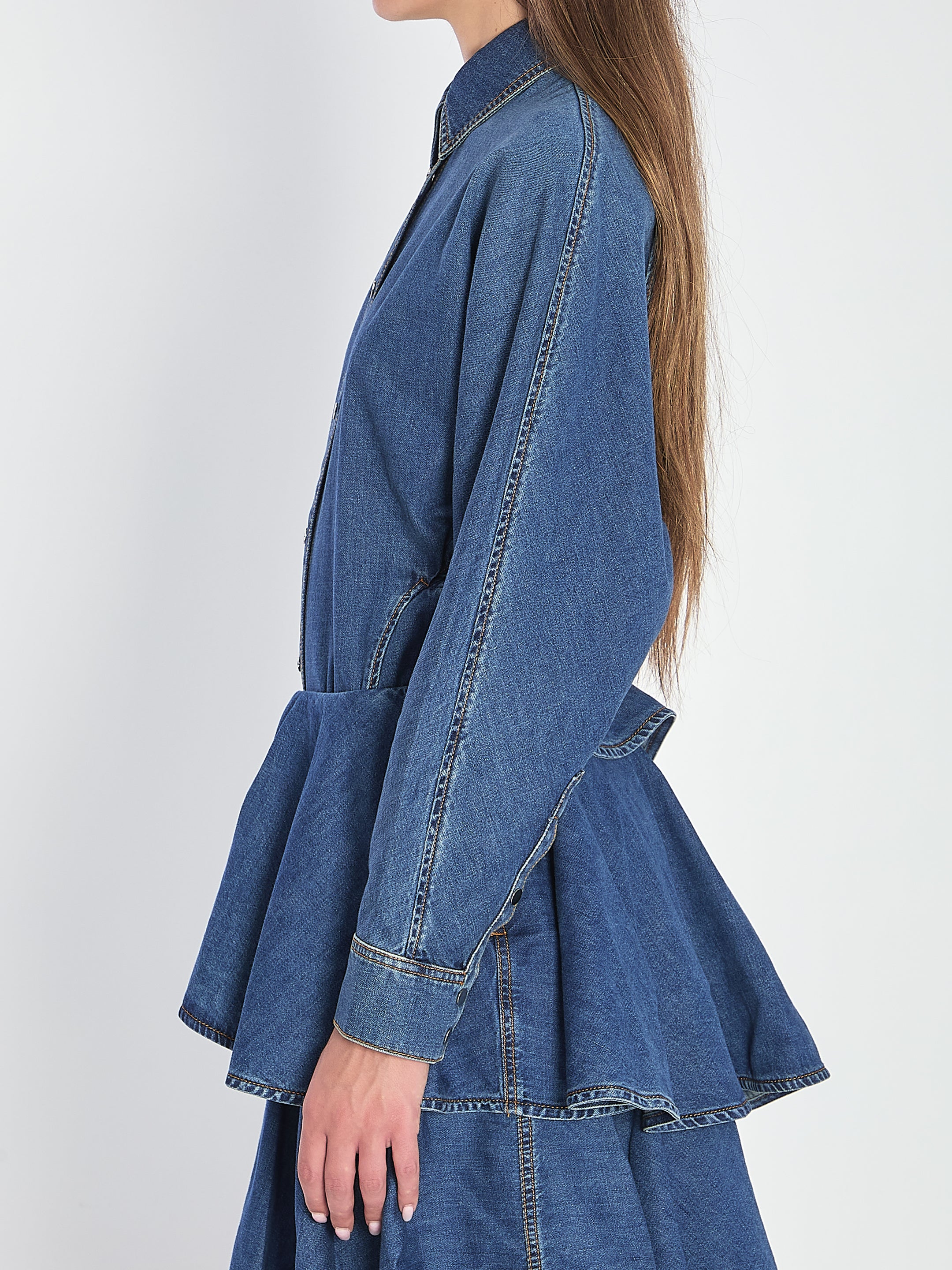 ALAIA 36 rounded shirt in denim 