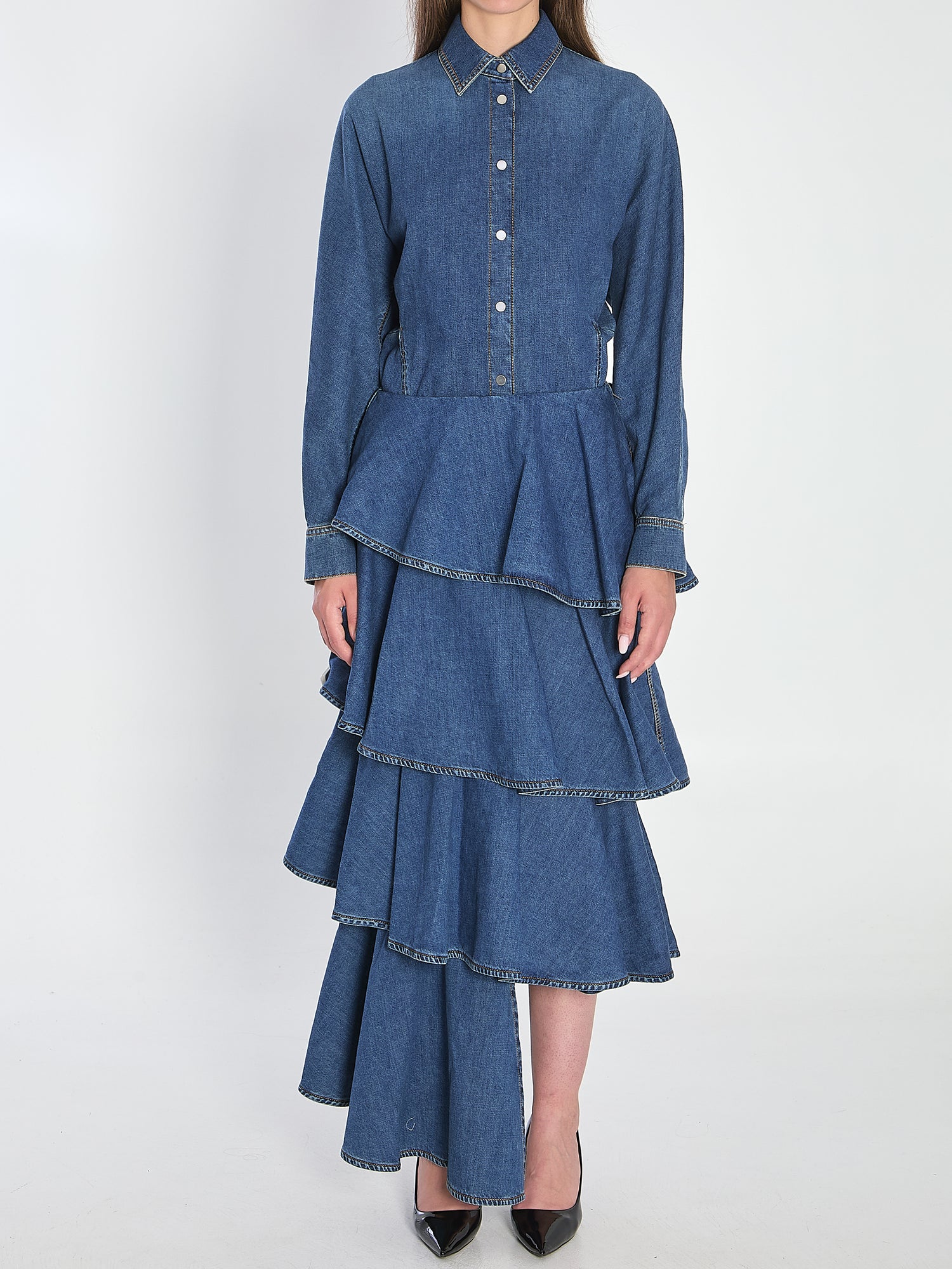 ALAIA 36 rounded shirt in denim 