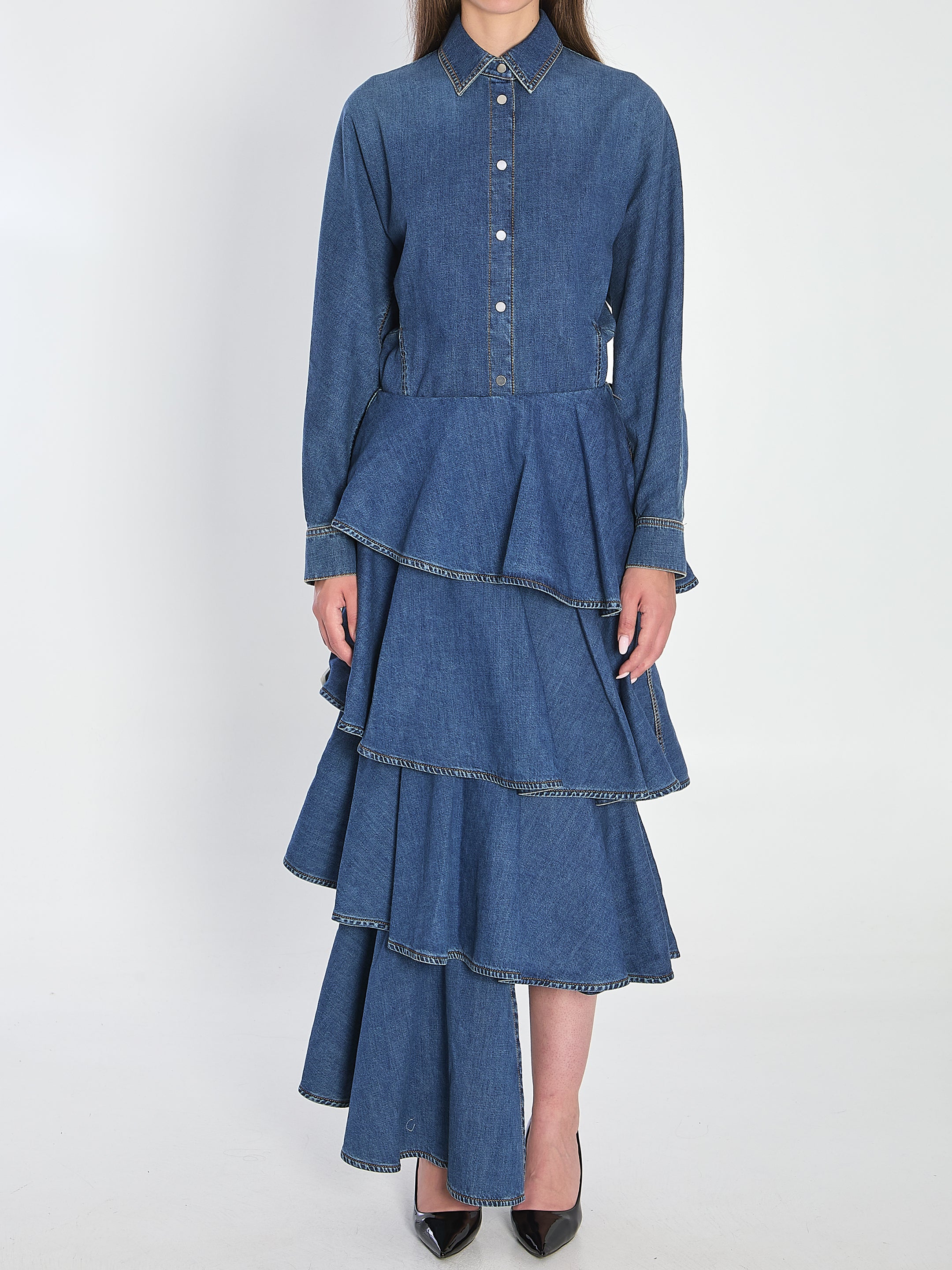 ALAIA 36 rounded shirt in denim 