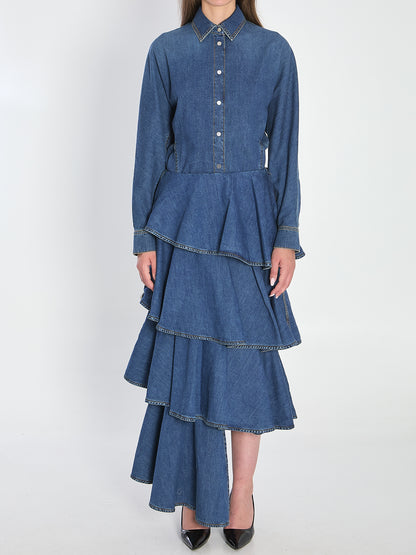 ALAIA 36 rounded shirt in denim 