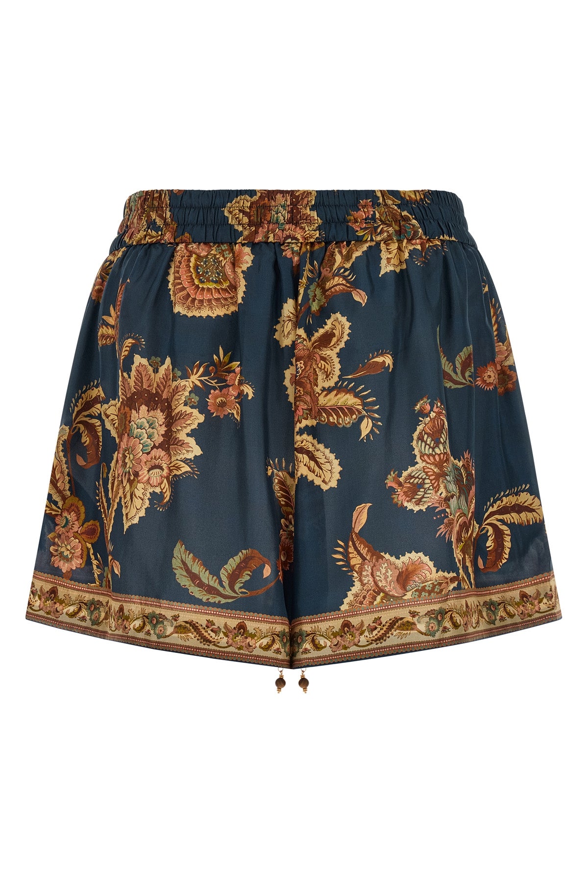 aster shorts in jacobean patterned silk habotai