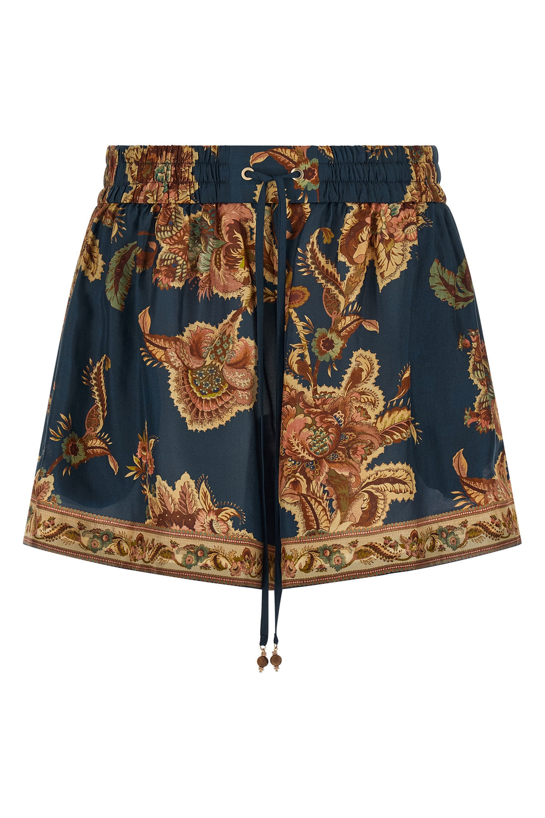 ZIMMERMANN 1 aster shorts in jacobean patterned silk habotai
