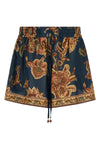 aster shorts in jacobean patterned silk habotai