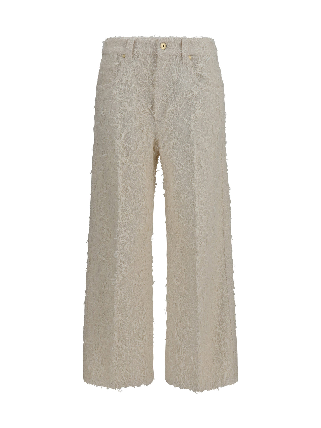 BRUNELLO CUCINELLI 40 square-leg dyed furry pants with monili