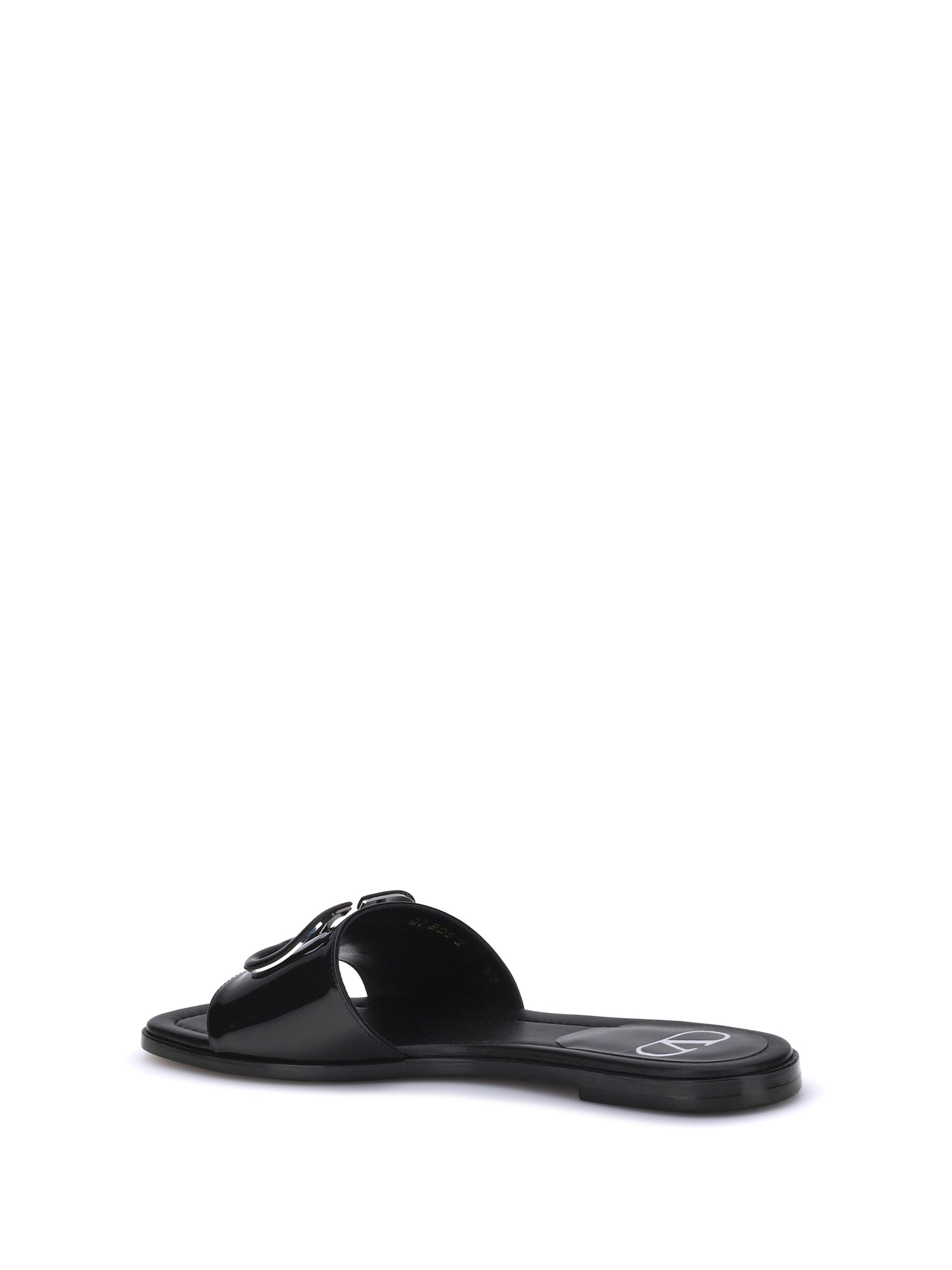 patent leathe vlogo slide sandals