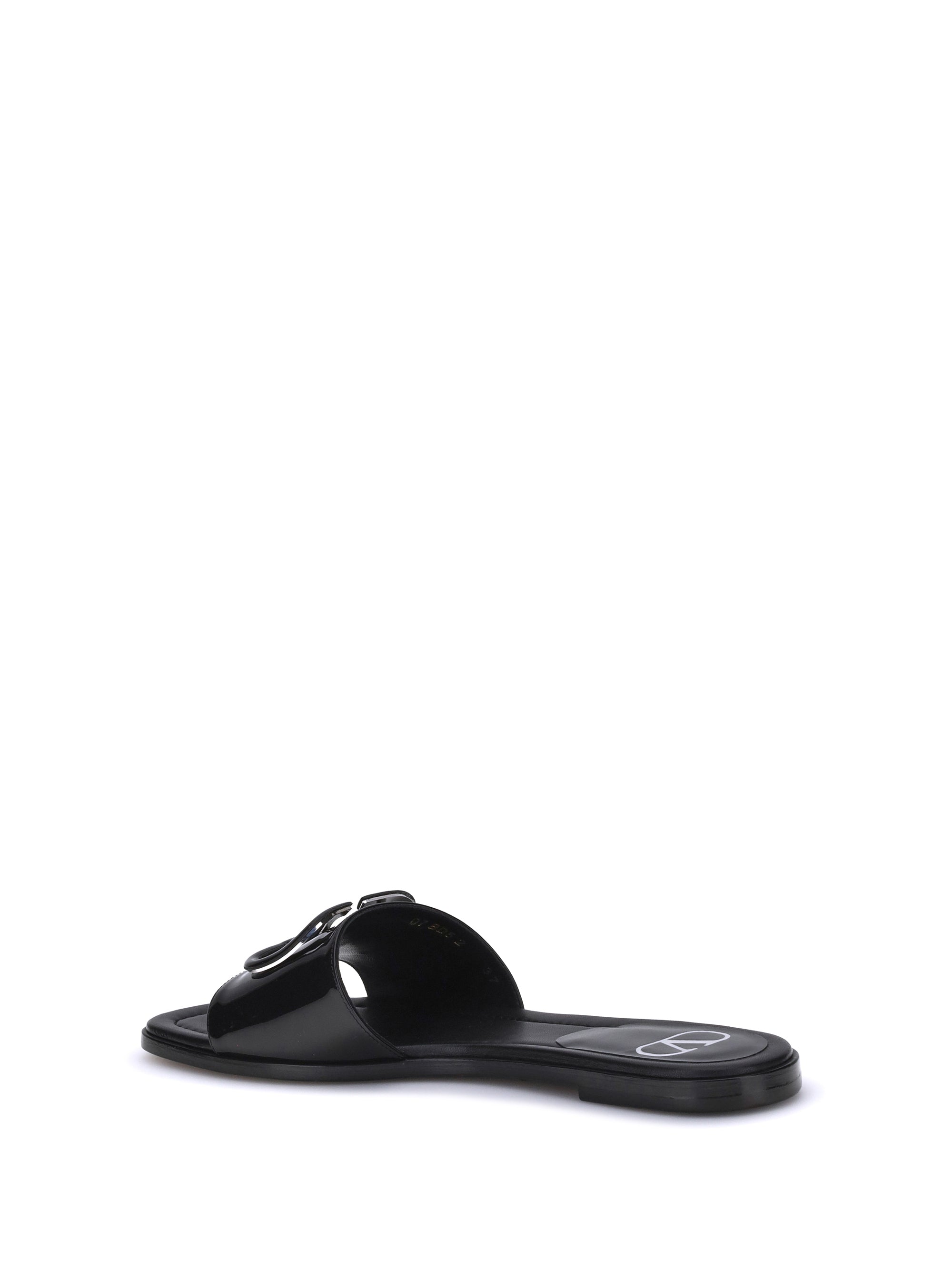 patent leathe vlogo slide sandals