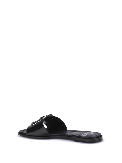 patent leathe vlogo slide sandals