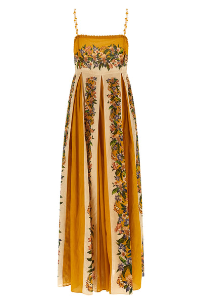 sand hilo stripes maxi dress in patterned viscose blend