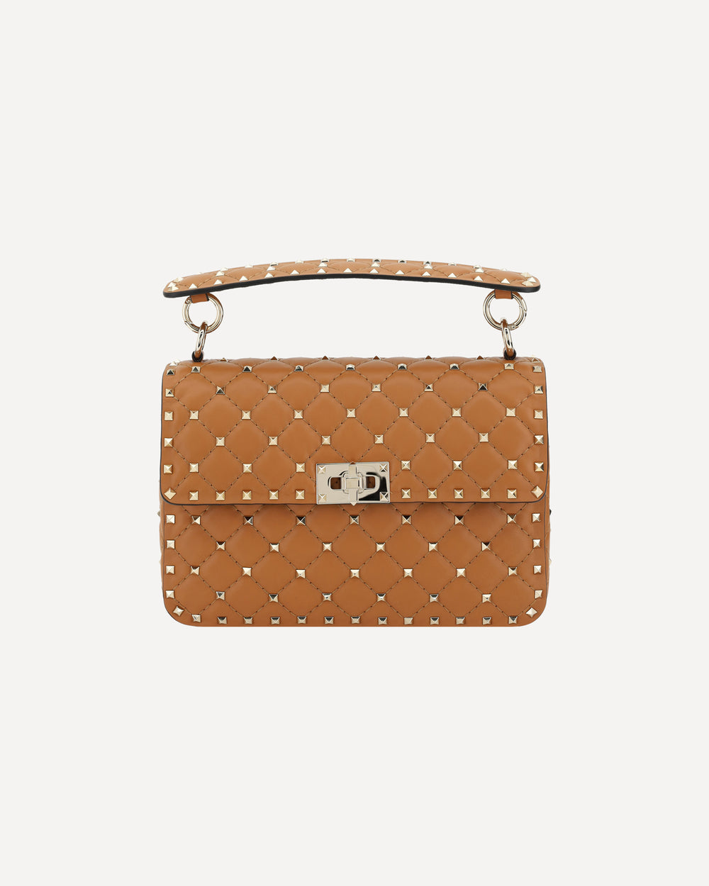 Valentino Garavani Rockstud Spike Leather Shoulder Bag Brown