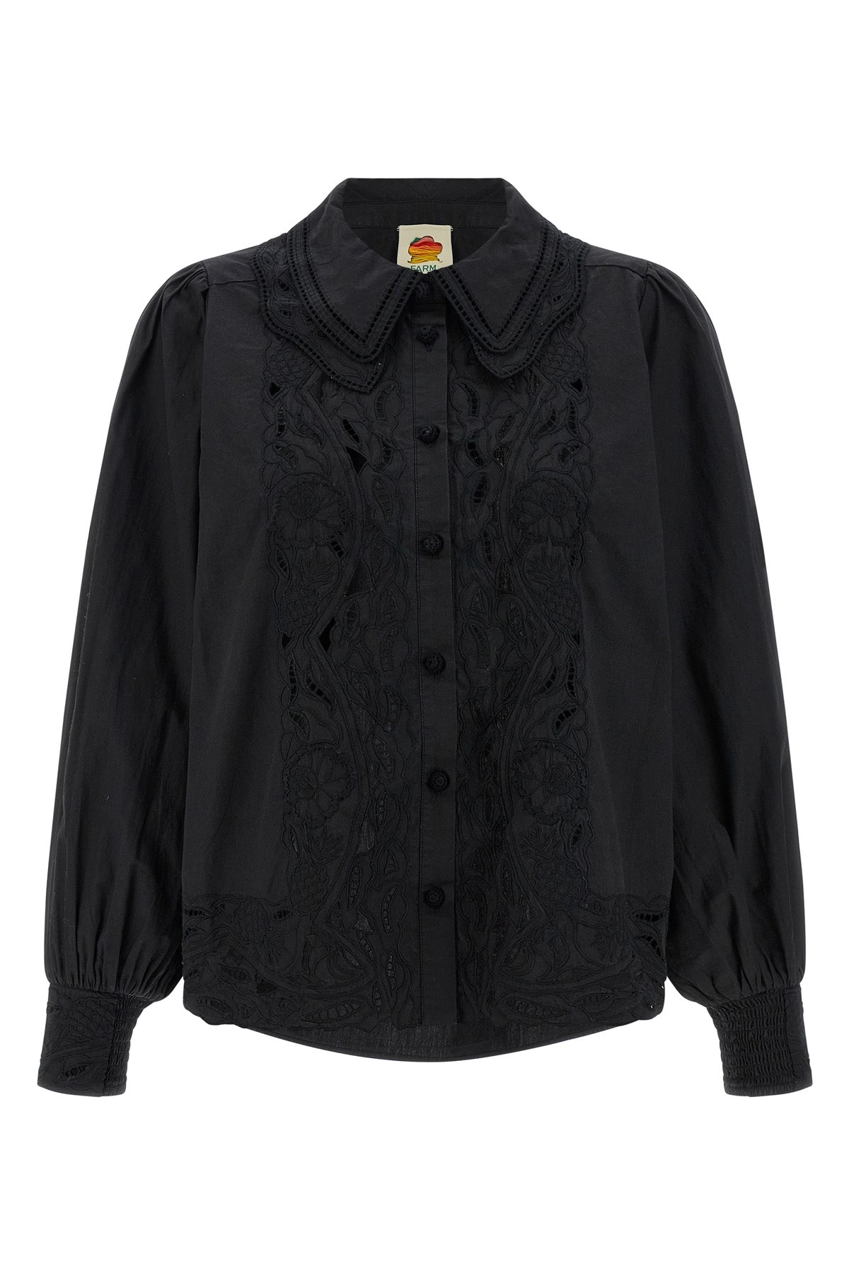 black embroidered cotton shirt