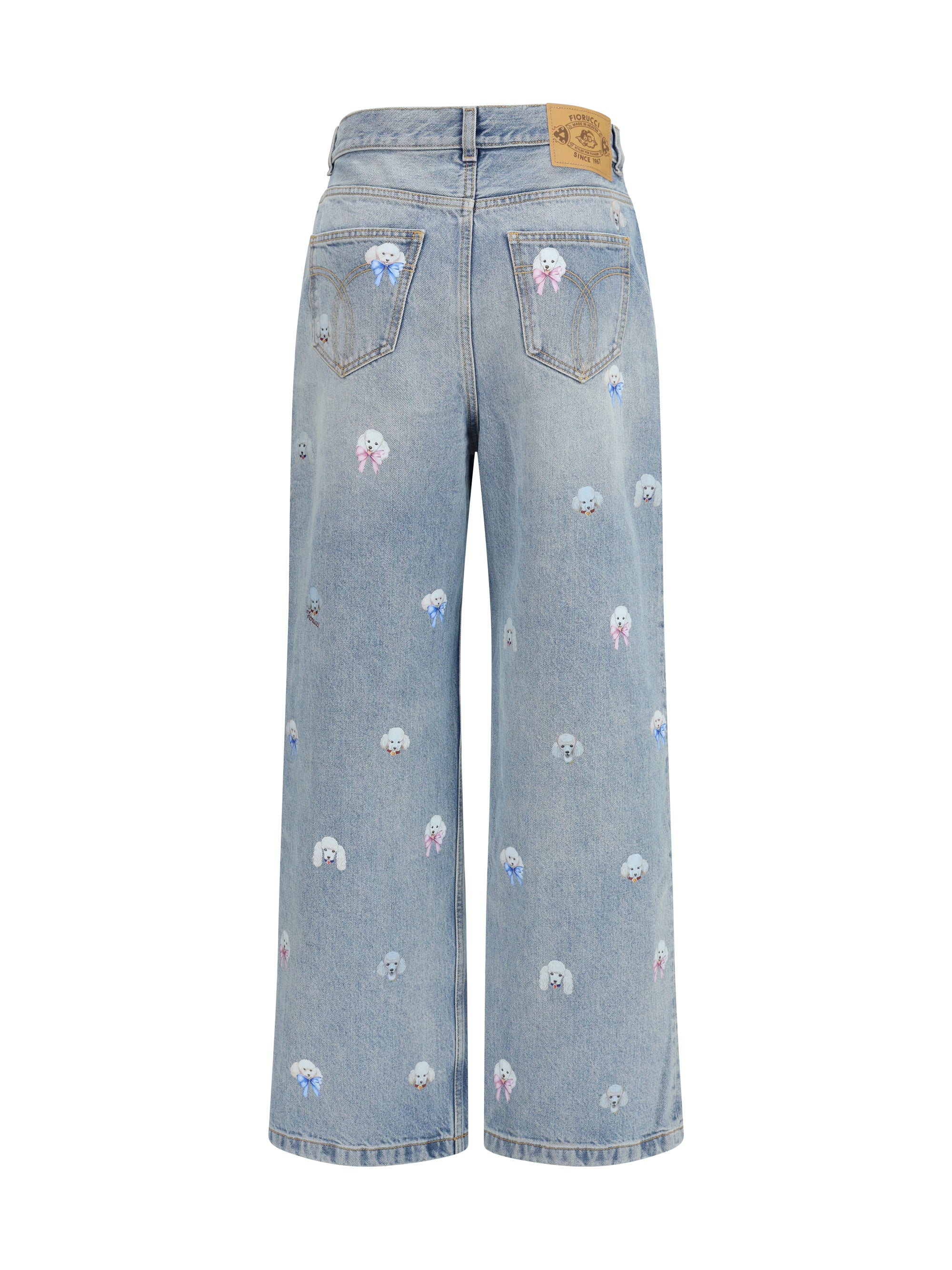 poodle-print baggy jeans