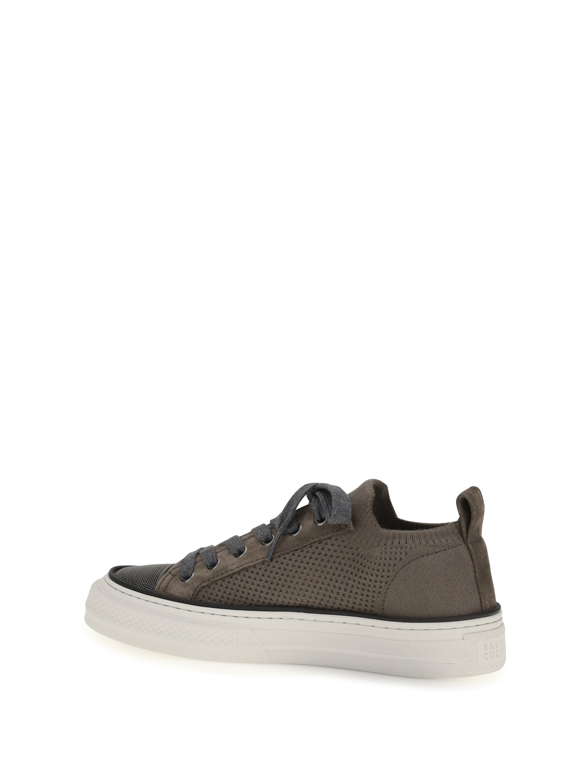 cotton knit and suede sneakers