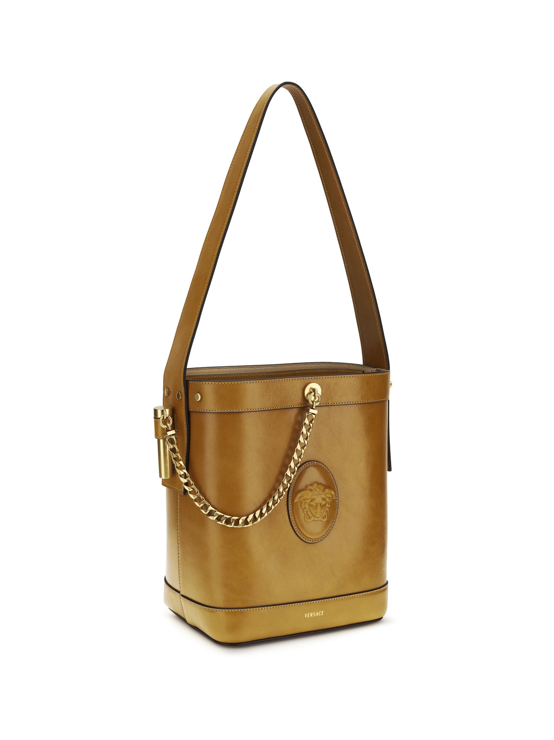 VERSACE OS small leather pivot bucket bag