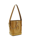 small leather pivot bucket bag