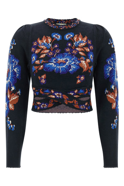the farm rio bow garden top redefines contemporary knitwear through a structur