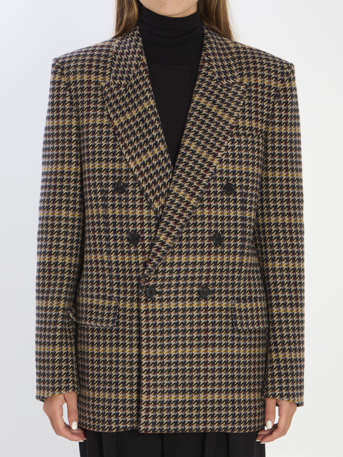 SAINT LAURENT 38 checked wool jacket