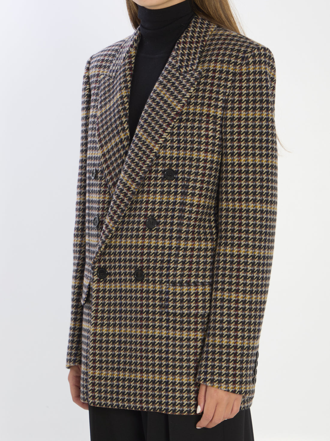 SAINT LAURENT 38 checked wool jacket