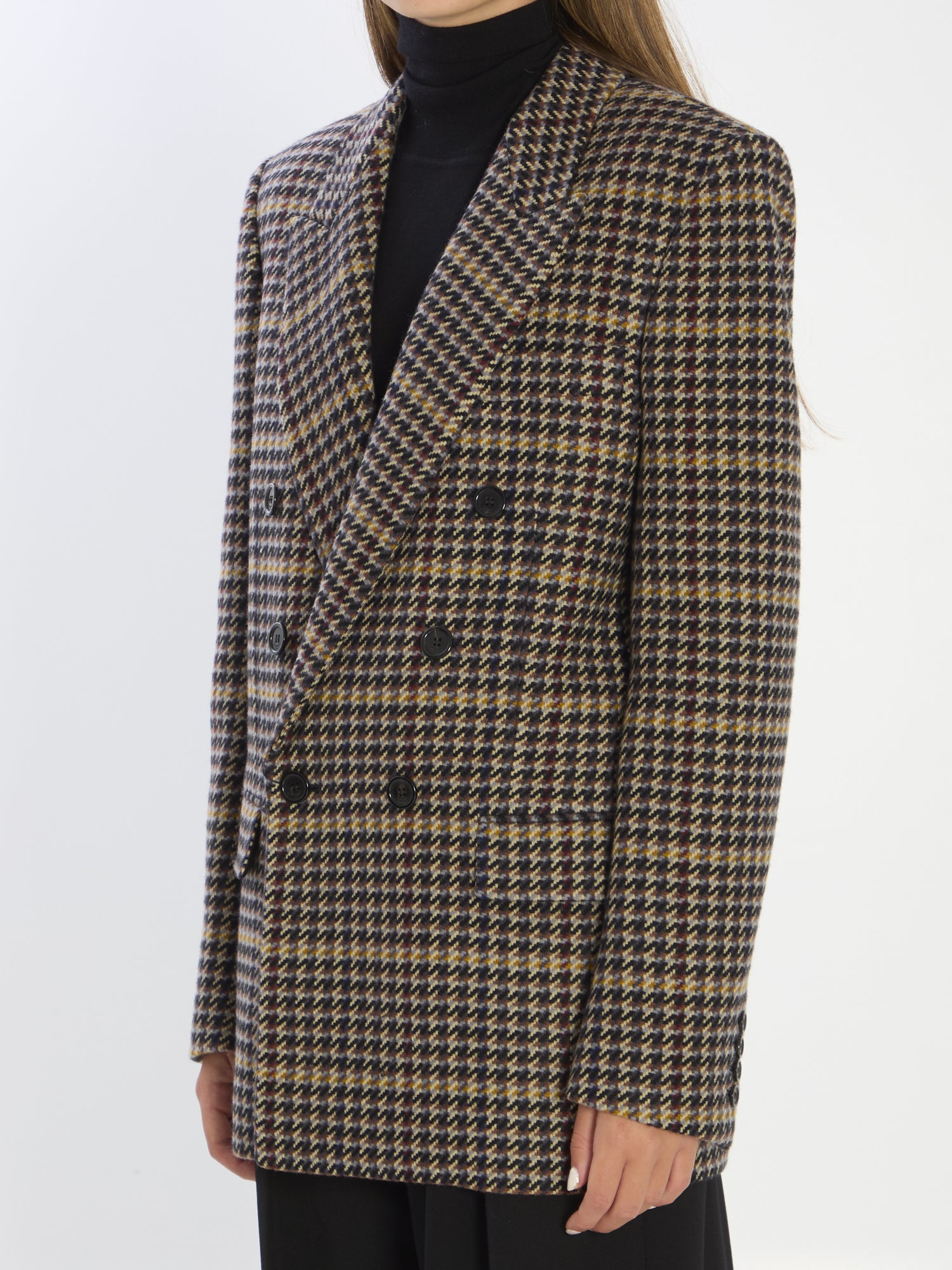 SAINT LAURENT 38 checked wool jacket