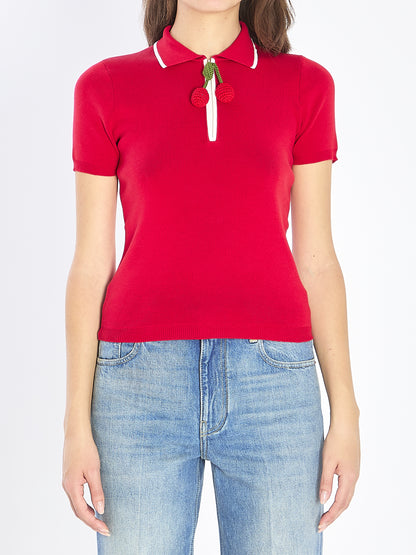 VALENTINO GARAVANI M embroidered cherry polo 