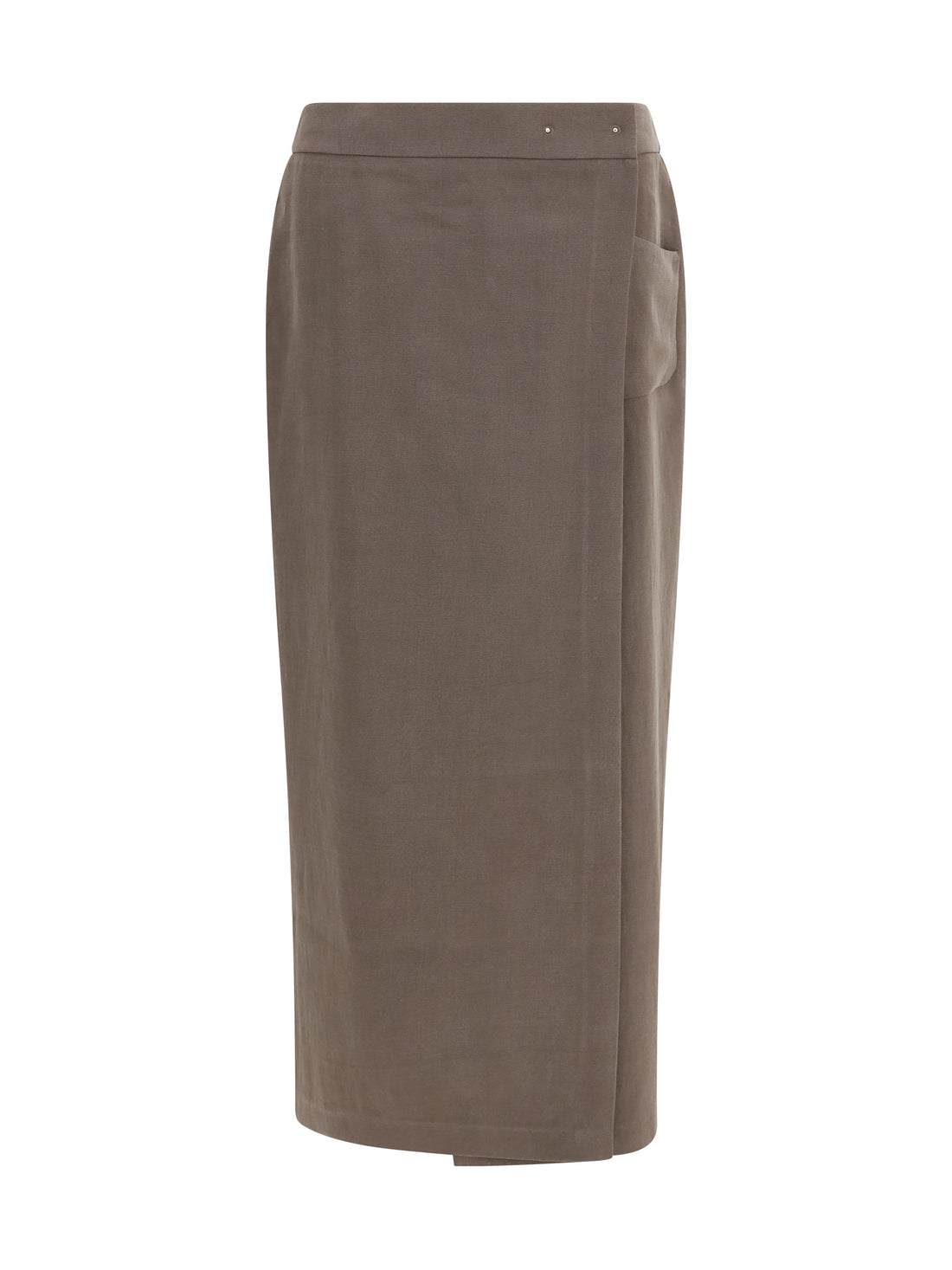 GIORGIO ARMANI 42 silk and wool wrap long skirt with patch pocket