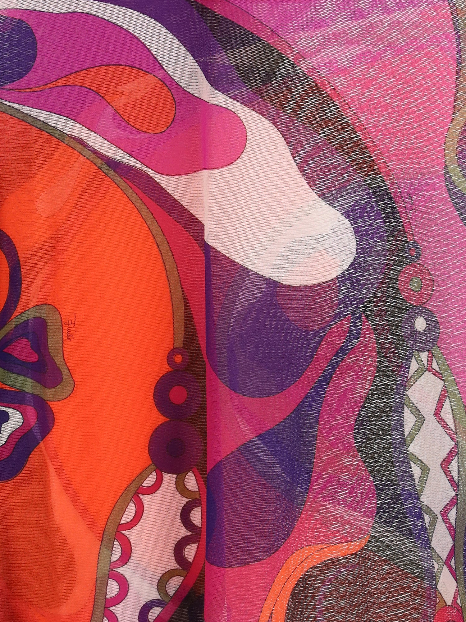 PUCCI 42 tulle top with geometric print