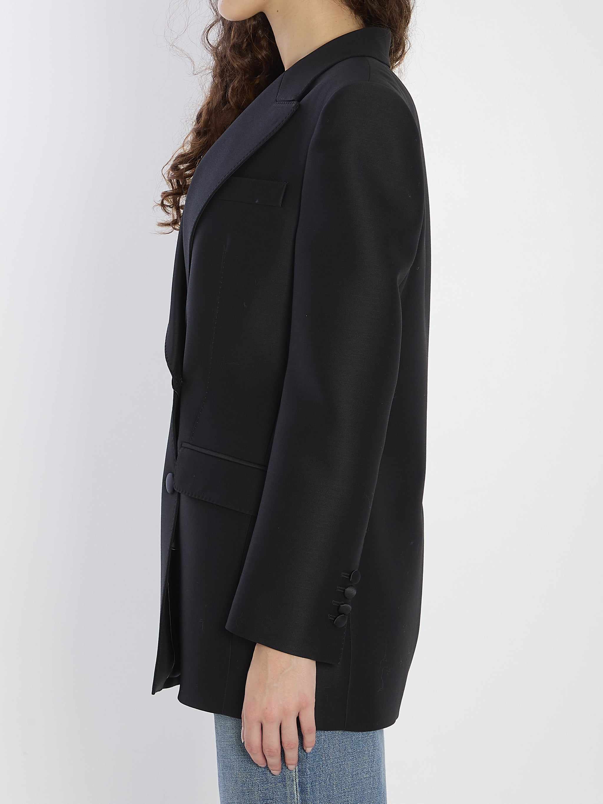 double-breasted jacket in faille