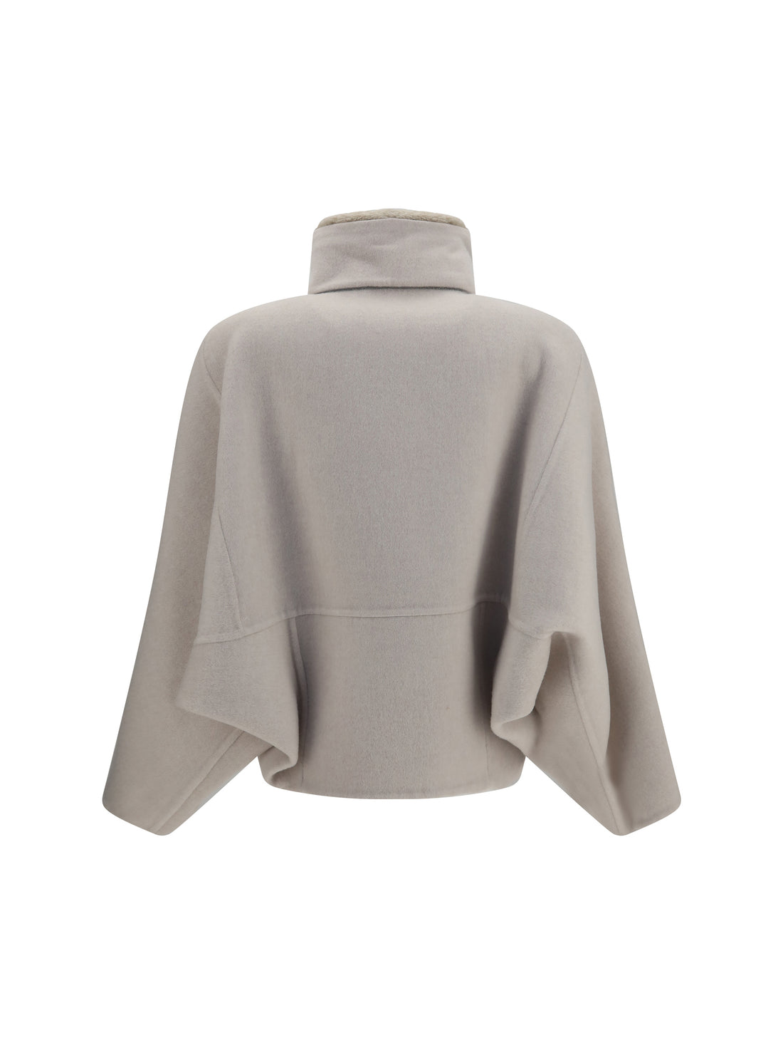 BRUNELLO CUCINELLI 38 double-faced wool and cashmere jacket with detachable shearling insert