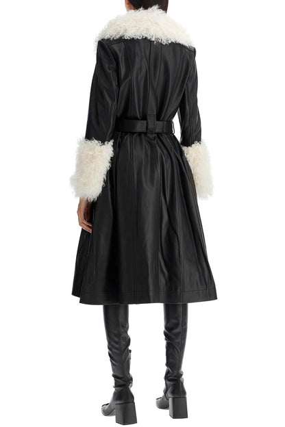 foxy leather and shearling long coat