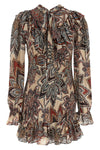 the farm rio mini dress defines the silhouette through a complex smock stitch th