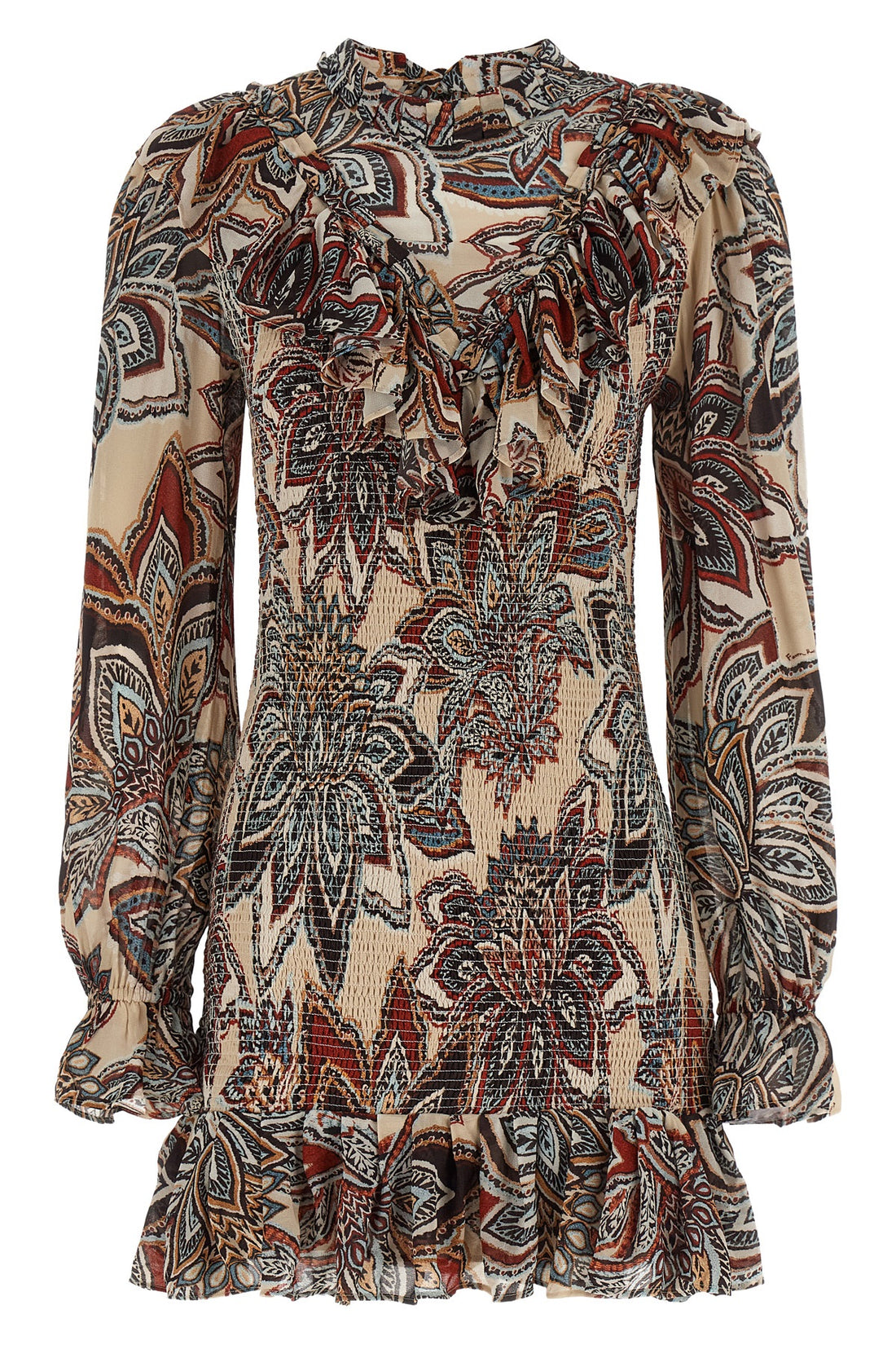 FARM RIO S the farm rio mini dress defines the silhouette through a complex smock stitch th