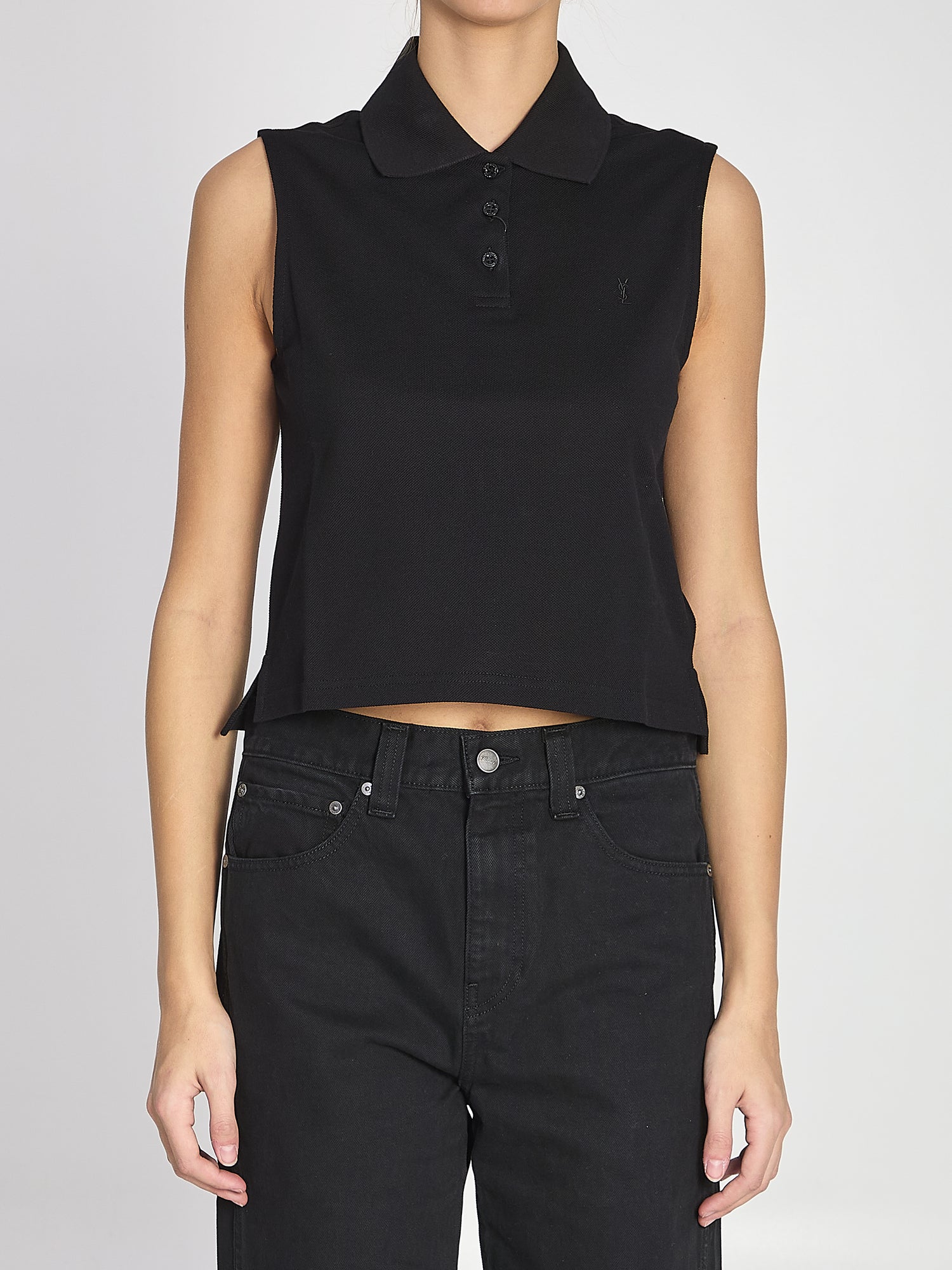 SAINT LAURENT M cassandre polo in cotton piqué