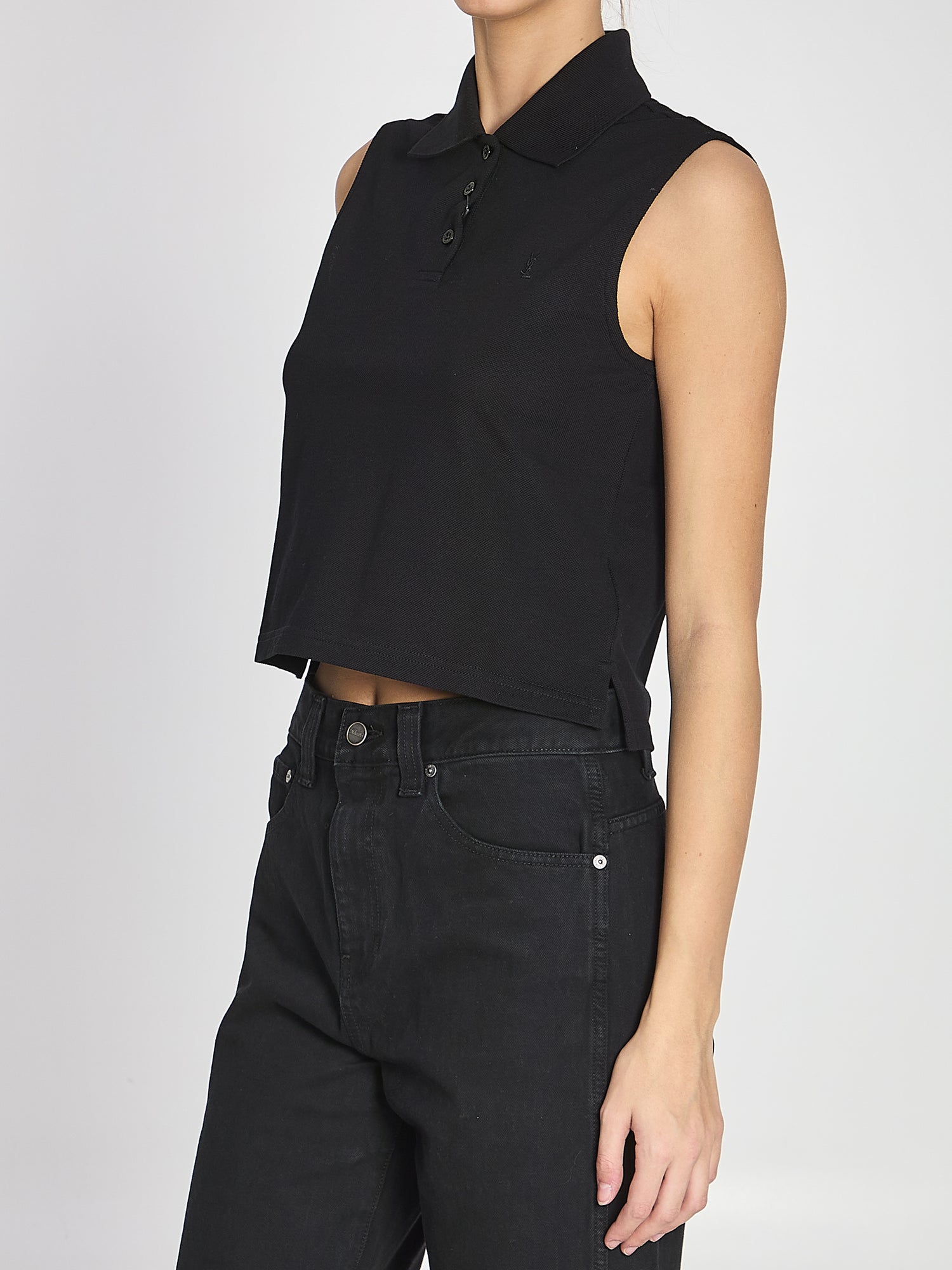 SAINT LAURENT M cassandre polo in cotton piqué